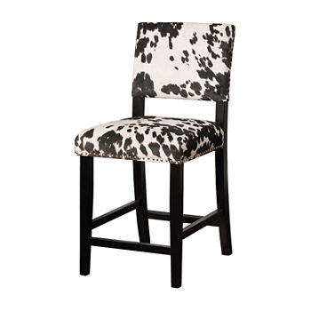Clayton Cow Print Upholstered Nailhead Trim Counter Stool