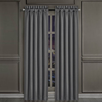 Queen Street Darwin Charcoal Light-Filtering Rod Pocket Set of 2 Curtain Panel