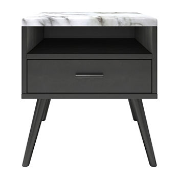 Marcello Bedroom Collection Marble Top 1-Drawer Nightstand