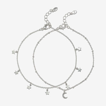 Bijoux Bar 2-pc. 10 Inch Link Moon Star Ankle Bracelet