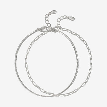 Bijoux Bar 2-pc. 10 Inch Link Oval Ankle Bracelet
