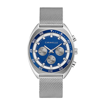 Caravelle Designed By Bulova Mens Silver Tone Stainless Steel Bracelet Watch Set - 43k100