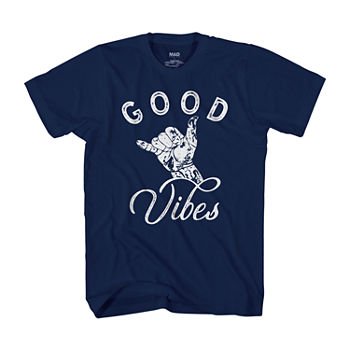 Good Vibes Mens Crew Neck Short Sleeve Regular Fit Graphic T-Shirt