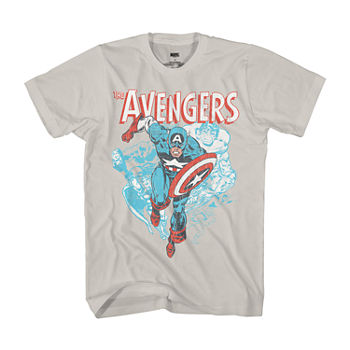 Mens Crew Neck Short Sleeve Regular Fit Americana Avengers Captain America Marvel Graphic T-Shirt