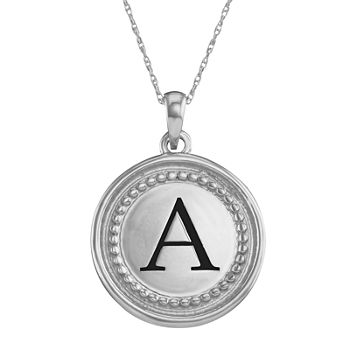 Personalized Sterling Silver Initial Disc Pendant Necklace