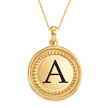 Personalized 14K Yellow Gold Initial Disc Pendant Necklace