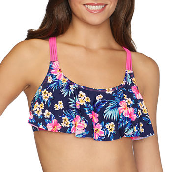 Arizona Removable Cup Floral Flounce Bikini Swimsuit Top Juniors