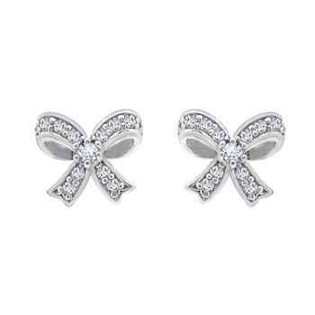 DiamonArt® 1/2 CT. T.W. White Cubic Zirconia Sterling Silver Bow Stud Earrings
