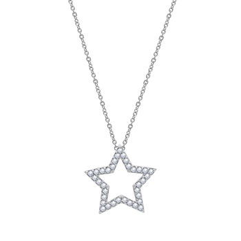 Womens 5/8 CT. T.W. White Cubic Zirconia Sterling Silver Star Pendant Necklace