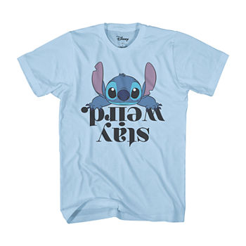 Mens Crew Neck Short Sleeve Regular Fit Lilo & Stitch Stitch Graphic T-Shirt