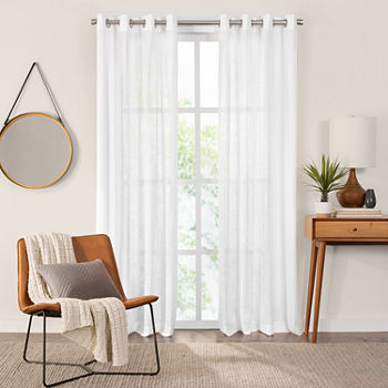 Fieldcrest Arden Solid Cotton Sheer Grommet Top Single Curtain Panel