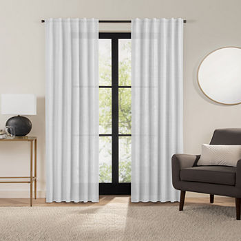 Fieldcrest Luxury Alden Linen Light-Filtering Rod Pocket Back Tab Single Curtain Panel