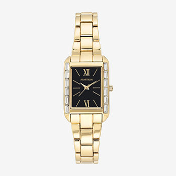 Armitron Womens Crystal Accent Gold Tone Bracelet Watch 75/5764bkgp