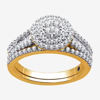 I Said Yes Womens 1 CT. T.W. Lab Grown White Diamond 14K Gold Over Silver Round Bridal Set