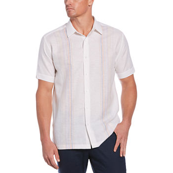 Cubavera Mens Regular Fit Short Sleeve Panel Button-Down Shirt