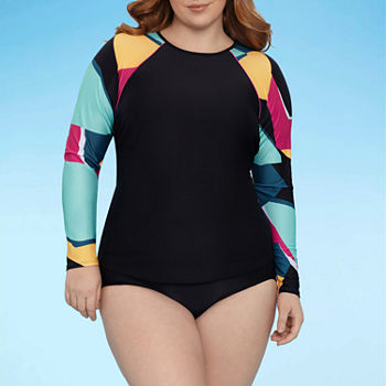 Xersion Plus Rash Guard Swimsuit Top and Swimsuit Bottoms