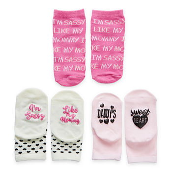 Sole Sayings Baby Girls 3 Pair Crew Socks