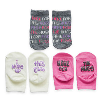 Sole Sayings Baby Girls 3 Pair Low Cut Socks