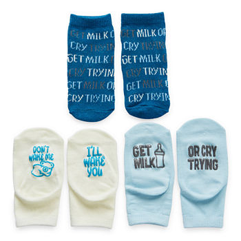 Sole Sayings Baby Boys 3 Pair Crew Socks