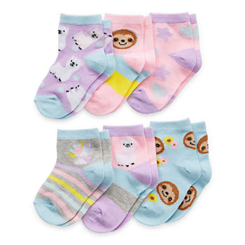 Sole Sayings Baby Girls 6 Pair Crew Socks