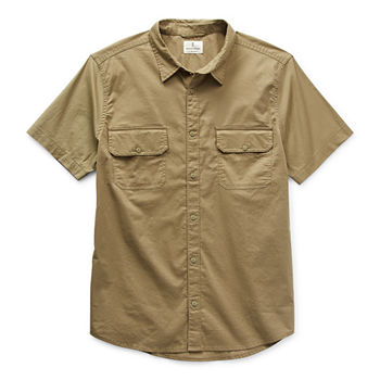 mutual weave Dexterity Mens Adaptive Regular Fit Short Sleeve Button-Down Shirt