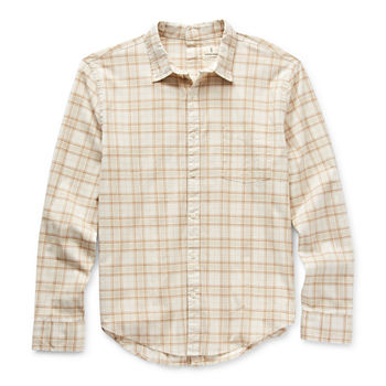 mutual weave Seated Mens Easy-on + Easy-off Seated Wear Adaptive Regular Fit Long Sleeve Plaid Button-Down Shirt