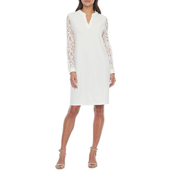 Black Label by Evan-Picone 3/4 Lace Sleeve Shift Dress