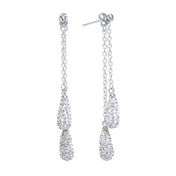 Sparkle Allure Crystal Pure Silver Over Brass Pear Drop Earrings