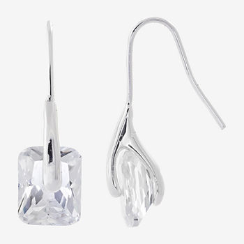 Sparkle Allure Cubic Zirconia Pure Silver Over Brass Rectangular Drop Earrings