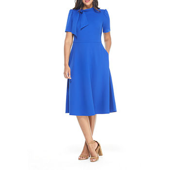 Ivy & Blue Short Sleeve Midi Fit + Flare Dress