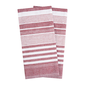 T-Fal Dual Terry Stripe Paprika 2-pc. Kitchen Towel