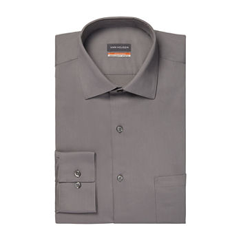 Van Heusen Stain Shield Mens Spread Collar Long Sleeve Stretch Fabric Wrinkle Free Dress Shirt