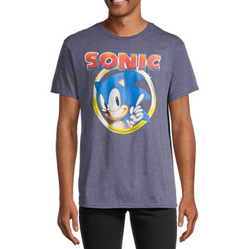 Mens Crew Neck Short Sleeve Regular Fit Sonic the Hedgehog Graphic T-Shirt