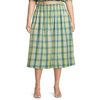 a.n.a Womens Midi A-Line Skirt-Plus
