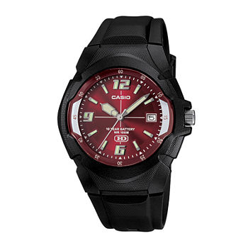 Casio® Mens Red Dial Black Resin Strap Sport Watch MW600F-4AVOS