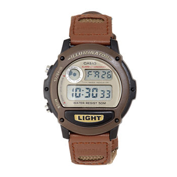 Casio® Illuminator Mens Brown Nylon Strap Chronograph Sport Watch W89HB-5AV
