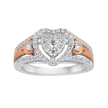 I Said Yes™ 1/2 CT. T.W. Diamond Heart-Shaped 10K White & Rose Gold Bridal Ring