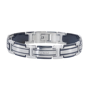 Mens 1/5 CT. T.W. Diamond Two-Tone Stainless Steel Link Bracelet
