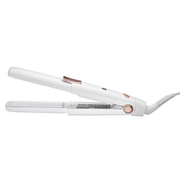 T3 Single Pass Compact Travel Styling Flat Iron with Cap (White & Rose Gold)