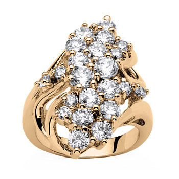 Womens 3 1/2 CT. T.W White Cubic Zirconia 14K Gold Over Brass Cocktail Ring