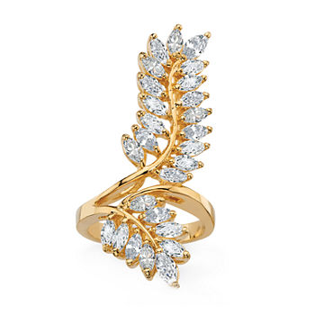 Womens 4 CT. T.W. White Cubic Zirconia 14K Gold Over Brass Cocktail Ring
