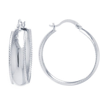 Silver Reflections Pure Silver Over Brass Round Hoop Earrings