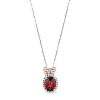 Enchanted Disney Princess Fine Jewelry Womens Genuine Red Garnet 14K Rose Gold Over Silver Pendant