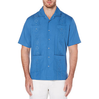 Cubavera Camp Collar Embroidered Guayabera Mens Regular Fit Short Sleeve Panel Button-Down Shirt