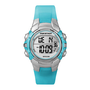 Marathon by Timex® Womens Blue Resin Strap Digital Watch T5K817M6