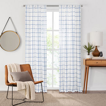 Fieldcrest Arden Windowpane Cotton Sheer Rod Pocket Single Curtain Panel