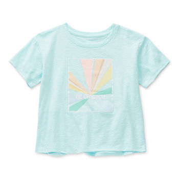 Xersion Tulip Back Little & Big Girls Round Neck Short Sleeve Graphic T-Shirt
