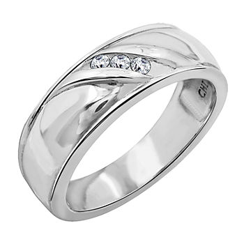 8MM 1/10 CT. T.W. Genuine Cubic Zirconia Sterling Silver Round Band