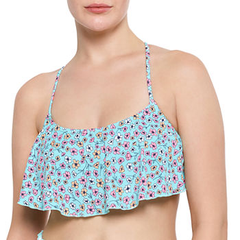 Arizona Adjustable Straps Tropical Floral Bralette Bikini Swimsuit Top Juniors