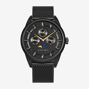 Filippo Loreti Mens Black Stainless Steel Bracelet Watch 40501